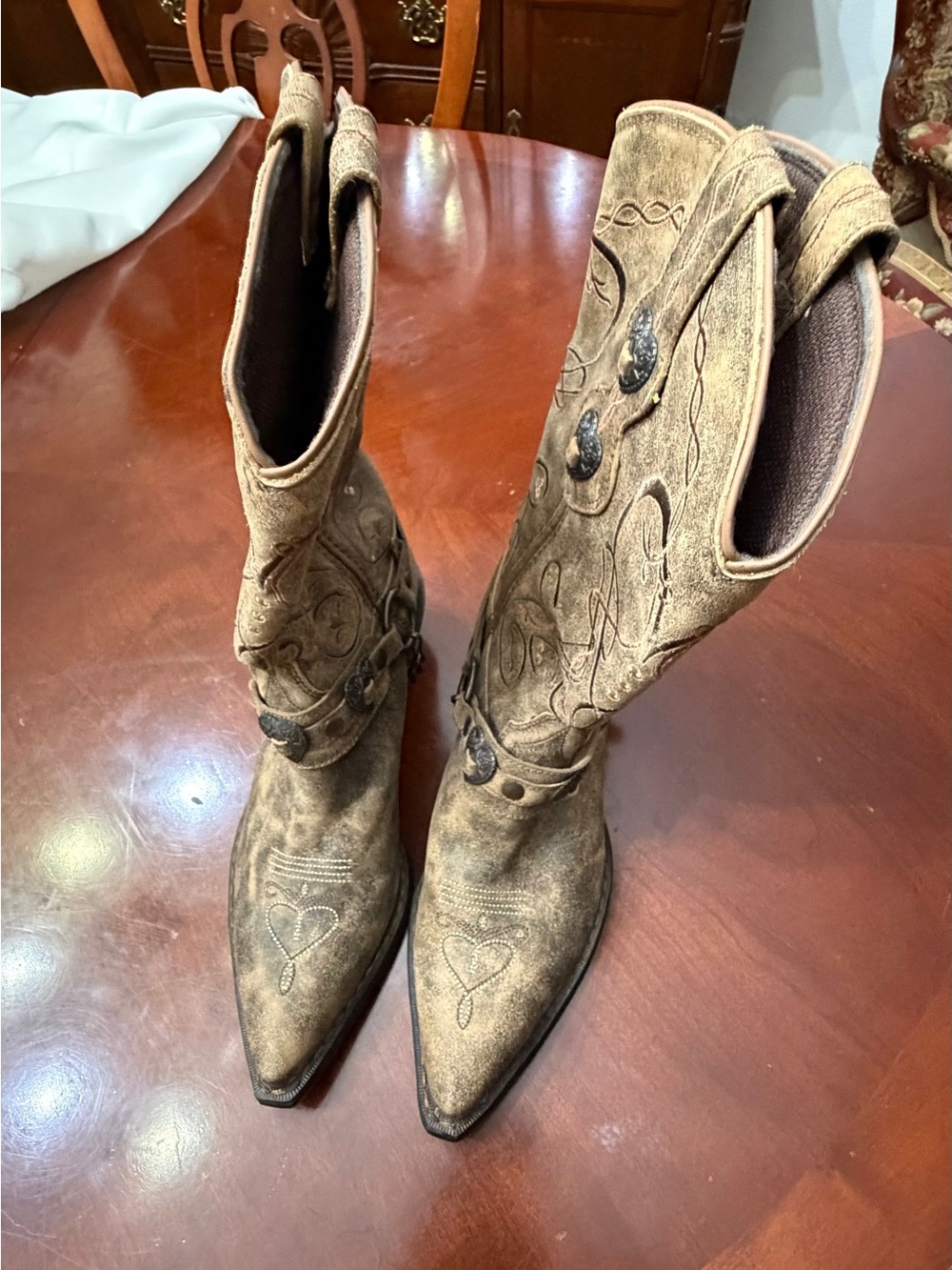 Durango Brown Heart Accent Western Cowgirl Boots - Picture 2 of 7